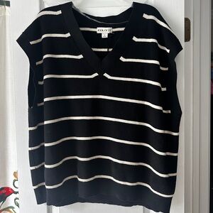 Black and White Striped Women's Sweater vest